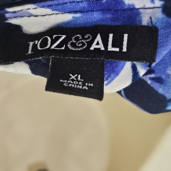 ROZ & Ali Navy Blue Multi-Color Floral Midi Dress, X-Large - Picture 15 of 16